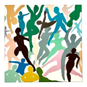 Figures Abstract Titled “One More Time" Mixed-Media Painting