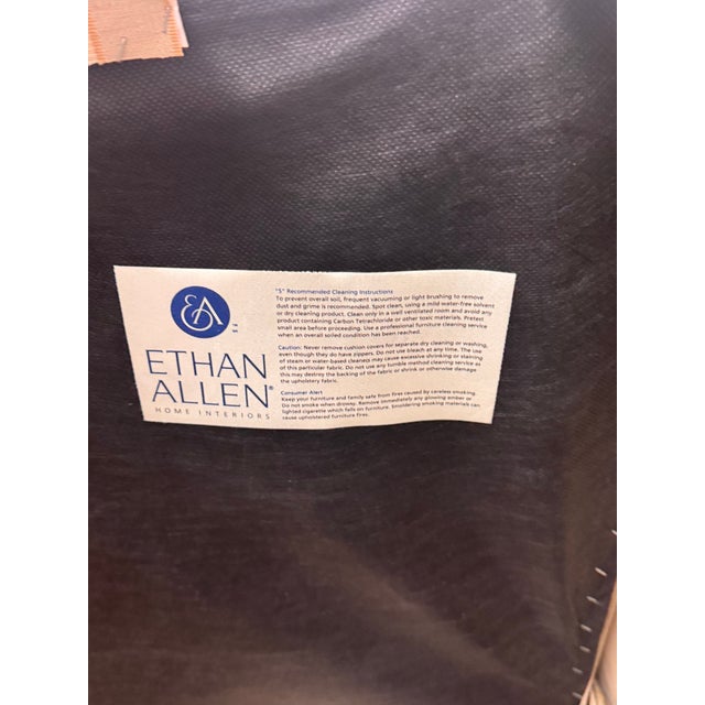 Cream Ethan Allen Striped Upholstered Skirted Dining Chairs, Pair For Sale - Image 8 of 12