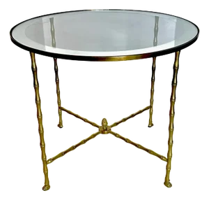 Bagues French Bronze Faux Bamboo Round Side Table