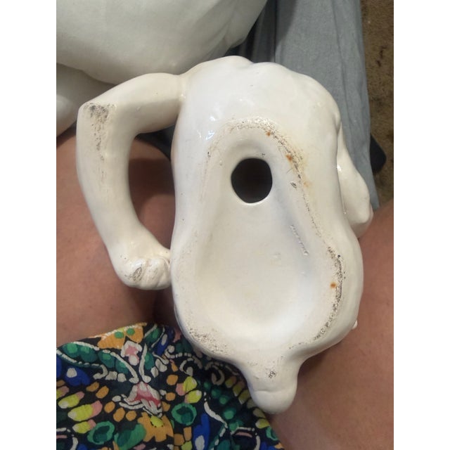 This item is a vintage Italian-made porcelain monkey centerpiece featuring a white porcelain monkey holding a yellow,...