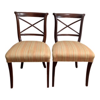 Regency Antique Dining Room Chairs Pair Set of 2 For Sale