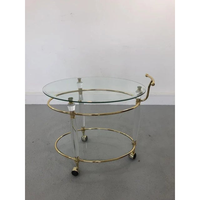 Mid-Century Modern Italian Brass & Glass Bar Serving Cart Trolley, 1970s For Sale - Image 3 of 18