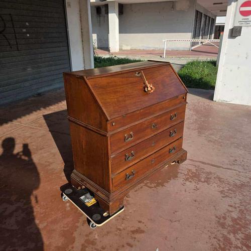 Antique Walnut Secretaire with Rocaille Bronze and Internal Compartment For Sale - Image 4 of 18