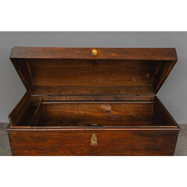Biedermeier Round-Topped Chest in Brass, Iron and Oak For Sale - Image 14 of 18
