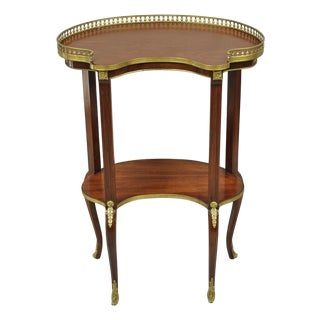 Vintage French Louis XV Style Mahogany Kidney Bean Side Table W/ Bronze Ormolu For Sale
