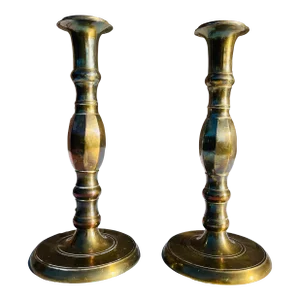 Vintage Pair of Sturdy Brass Candlesticks