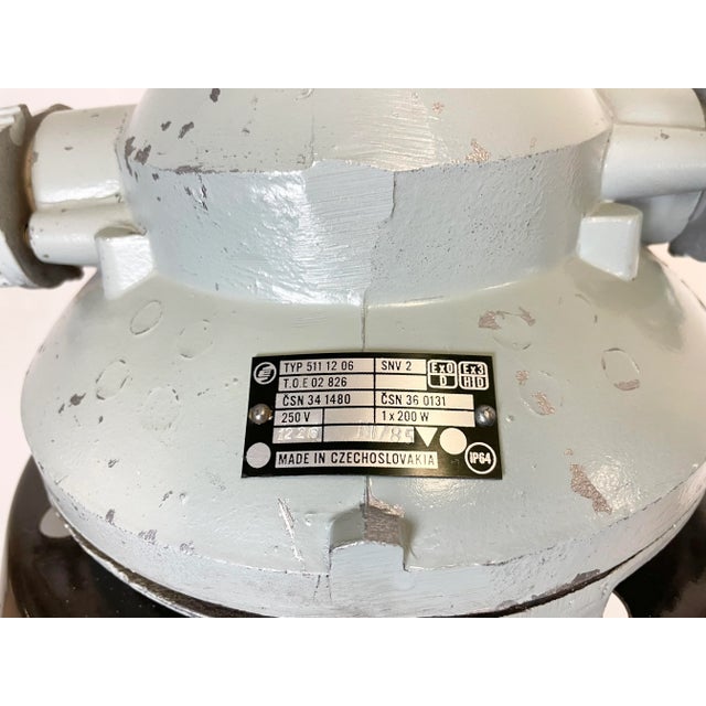 Metal Grey Explosion Proof Lamp with Black Enameled Shade from Elektrosvit, 1970s For Sale - Image 7 of 13