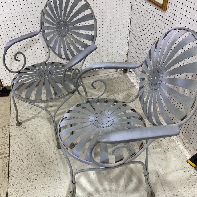 1930’s Francois Carre Sunburst Garden Arm Chairs - a Pair For Sale - Image 9 of 10