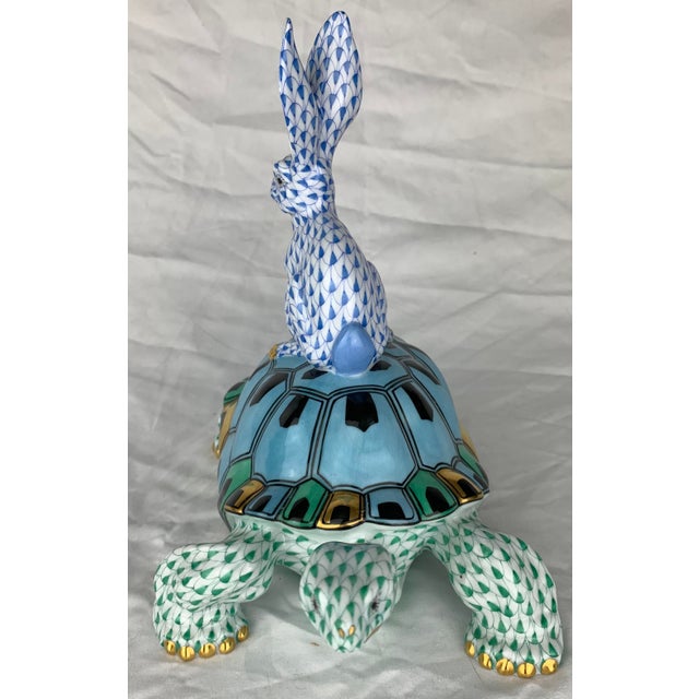Herend Herend Painted Ceramic Turtle and Rabbit For Sale - Image 4 of 8