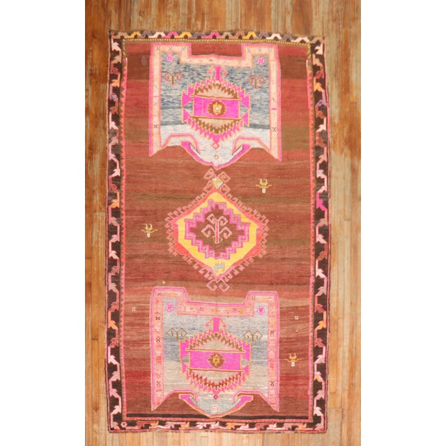 Mid 20th Century Vintage Zabihi Rug Collection Funky Turkish Gallery Rug - 6'3" x 10'10" For Sale - Image 5 of 12