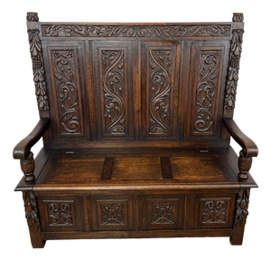 French Style Monks Bench in Oak
