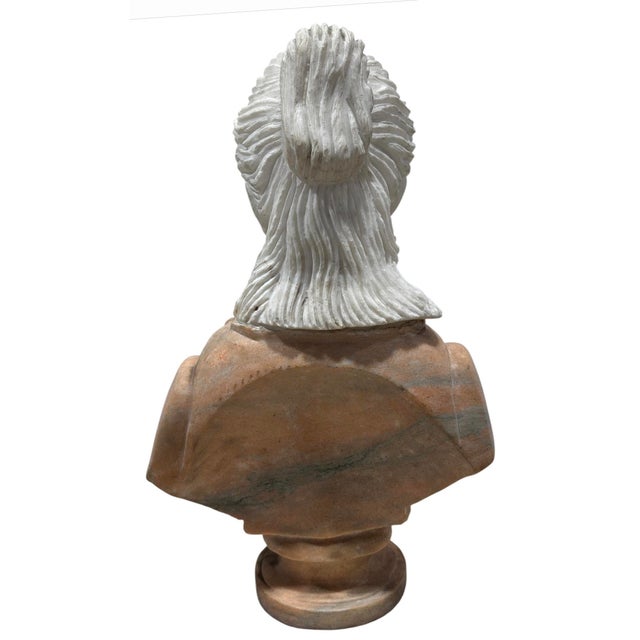 Mid-Century Italian Neo-Classical Sienna & Carrara Marble Bust of a Young Woman For Sale - Image 4 of 8
