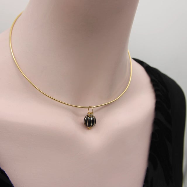 Vintage 14k Gold Black Enamel and Glass Charms or Earring Enhancers - 2 Pieces For Sale In Los Angeles - Image 6 of 6