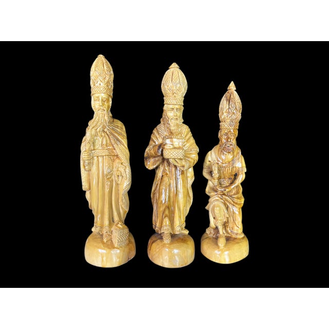 Mid-20th Century Bethlehem Olive Wood Nativity Set, 15 Pieces, Master Carved With Provenance For Sale - Image 4 of 18