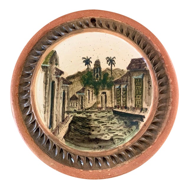 20th Century Grand Tour Style Painted Terracotta Wall Plate For Sale