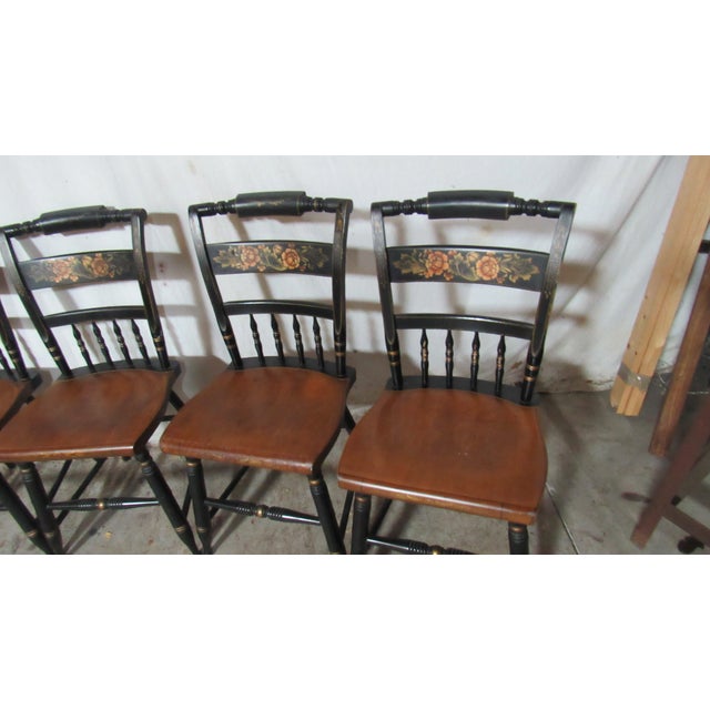 1980s Set Hitchcock Floral Chairs Dining Kitchen Farmhouse For Sale - Image 6 of 13