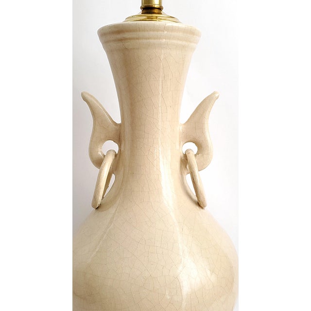 1960s 1960s Light Pink Fleshtone Chinese Porcelain Table Lamp Restored For Sale - Image 5 of 11