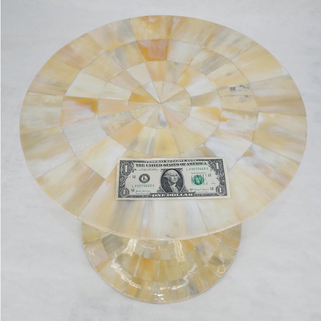 Mother of Pearl Veneer Patch Work Tulip Shape side End Table Stand MINT For Sale - Image 6 of 7