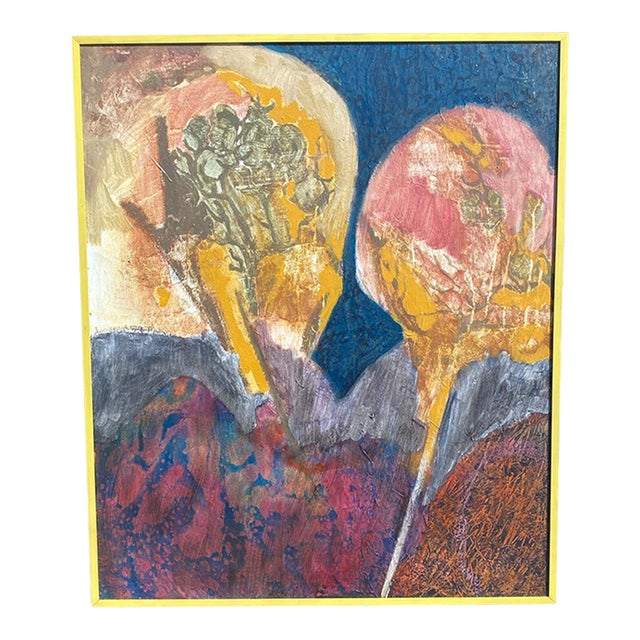 1960s Vintage Mid Century Modern Oil Painting on Canvas by Gloria Cornelius Framed For Sale