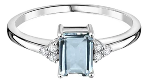 14k Gold Aquamarine Diamond Ring Size 7