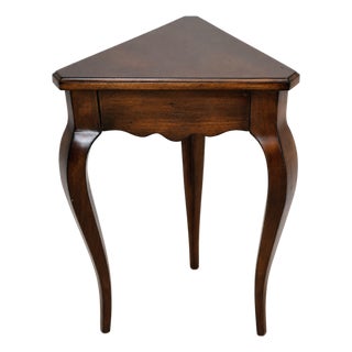 Ethan Allen Country French Walnut Triangle Corner Accent Table For Sale