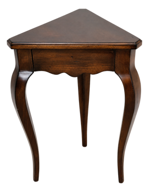 Ethan Allen Country French Walnut Triangle Corner Accent Table