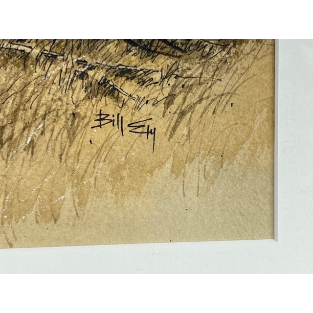 American 1990s Ink and Watercolor Painting “In Disrepair” by Bill Ely, Framed For Sale - Image 3 of 5