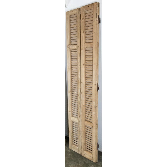 Pair of Antique French Bleached Wood Shutters For Sale - Image 4 of 7