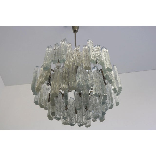 Large Mid-Century Modern Chandelier Ice Glass from J.T. Kalmar, 1960s For Sale - Image 9 of 13