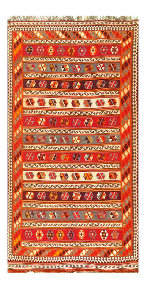 Multi Color Fine Hand Knotted Kilim Rug 5'6'' X 10'7''