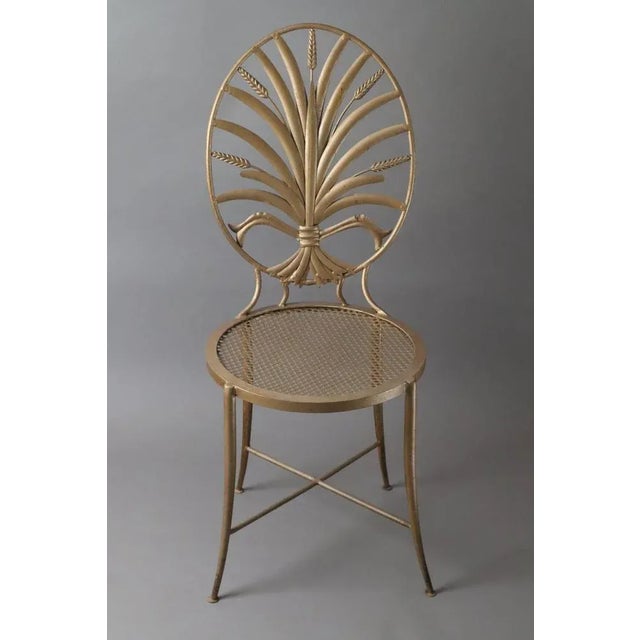 Gold Wheat Chair by S. Salvadori, Florence, 1960s For Sale - Image 9 of 13