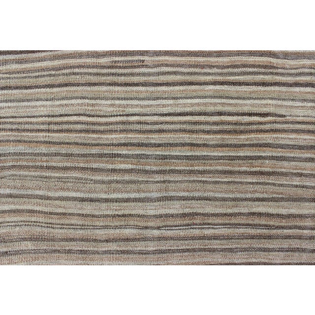 Keivan Woven Arts Modern Kilim With Solid Design in Variation of Gray Tones For Sale - Image 9 of 12