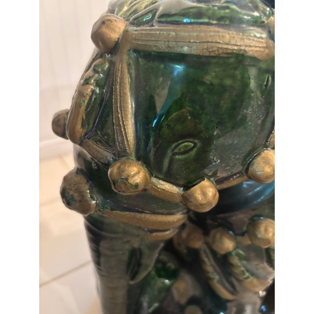 Glazed Terra Cotta Elephant Garden Seats--a Pair For Sale - Image 11 of 12