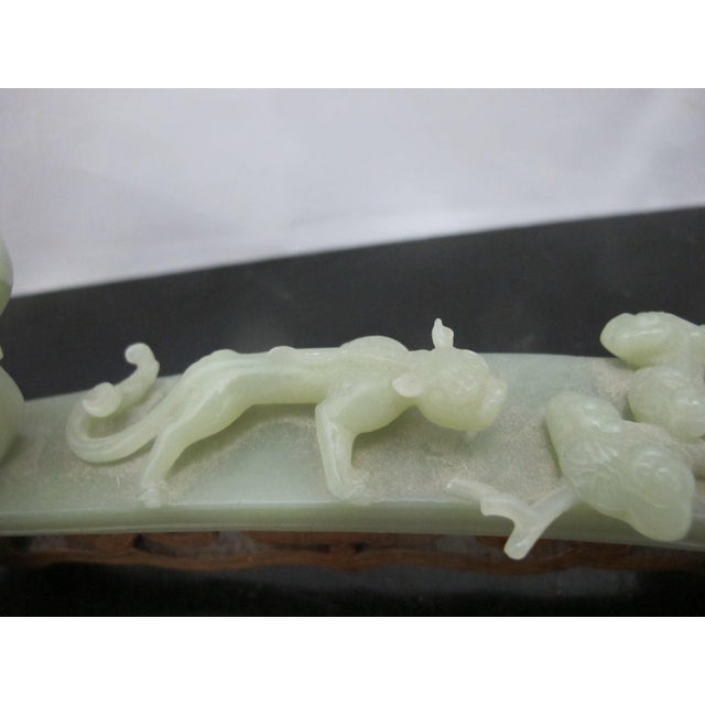 Chinese Chinese Carved Jade Ruyi Scepter With 2 Dragons on Custom Stand For Sale - Image 3 of 14