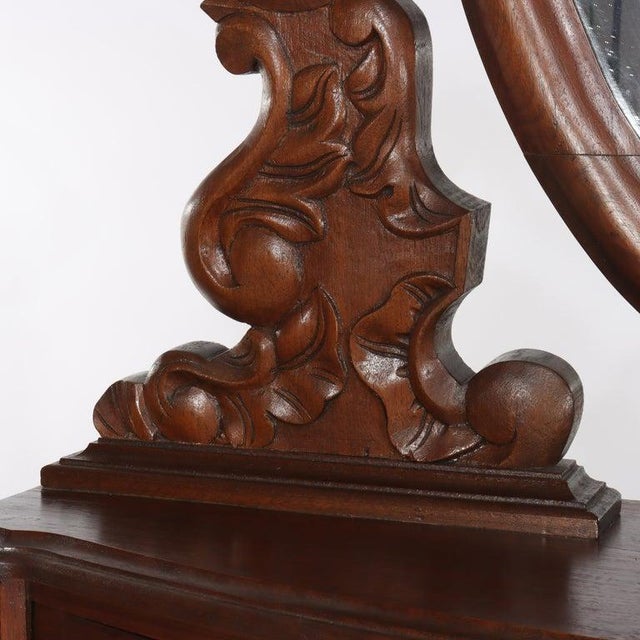 Antique Victorian Rococo Carved Walnut Marble Top Dresser With Mirror C1890 For Sale - Image 18 of 18