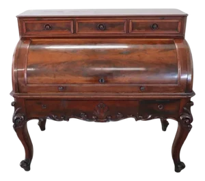 19th Century Antique Roll Top Desk in Walnut