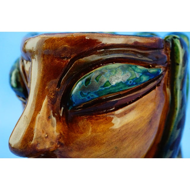 20th Century Ceramic Anthropomorphic Mask Sculptural Vase by Vallauris / Accolay France, 1960s For Sale - Image 16 of 18
