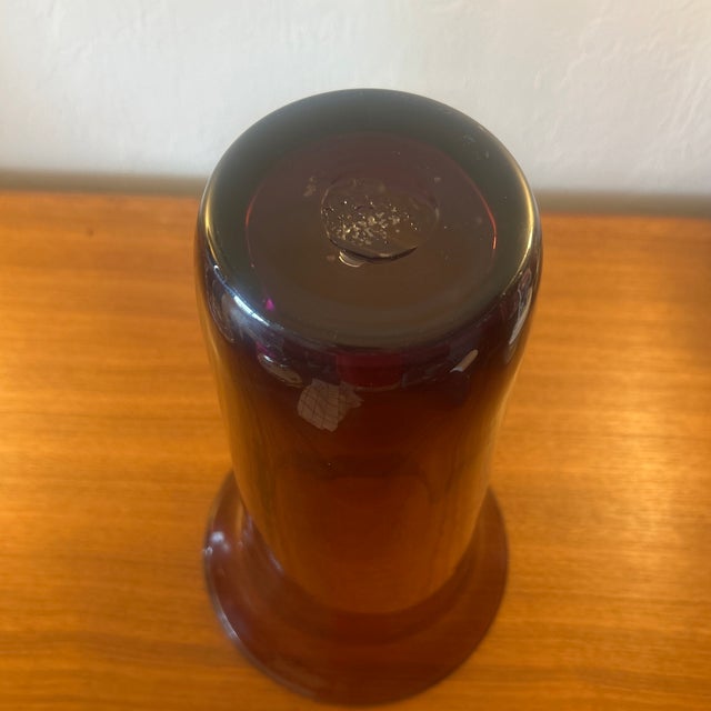 1960s 1960s Huge Blenko Amethyst Optic Art Glass Hand Blown Vase For Sale - Image 5 of 6