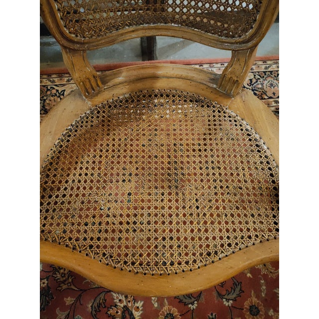 Pair of 19th Century French Louis XVI Bergère Armchairs With Cane Seats and Backs For Sale In New Orleans - Image 6 of 10