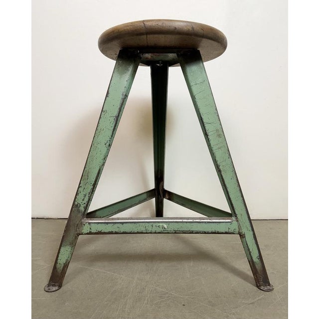 Industrial Green Workshop Stool, 1960s For Sale - Image 15 of 17