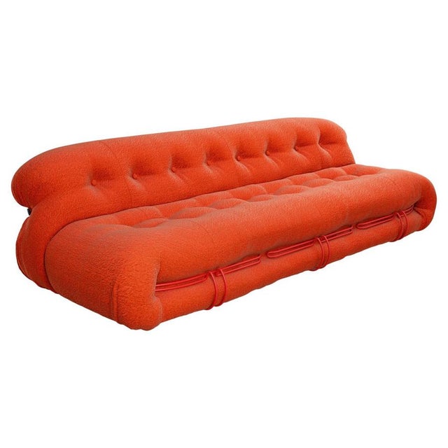 Soriana Orange Fabric Three-Seater Sofa by Tobia Scarpa for Cassina For Sale - Image 12 of 12