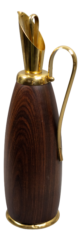 Turned Wood and Gilt Brass Thermos Jug by Aldo Tura for Macabo, 1950s