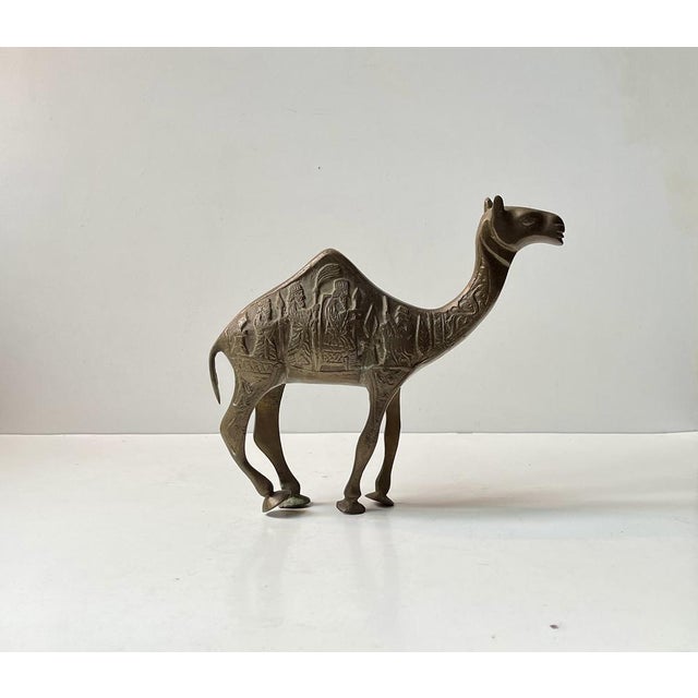Vintage Holy Land Camel Figurine in Etched Brass, 1970s For Sale - Image 4 of 9