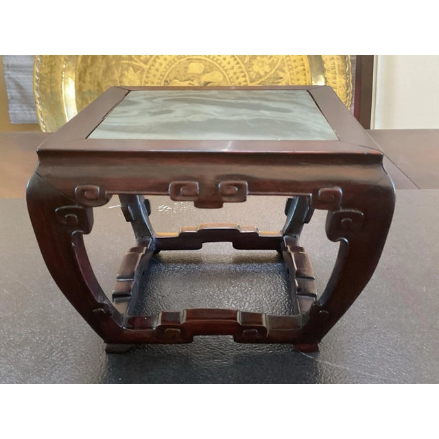Wood 1900s Antique Chinese Zitan Wood Stand With a Marble Top For Sale - Image 7 of 9