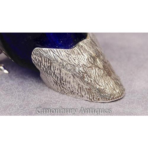 Silver Plate Bristol Glass Owl Drinks Dispenser For Sale - Image 4 of 15