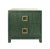 Matthew Izzo Home - Cole Green Textured Linen Two Drawer Side Table With Glass Top and Satin Brass Drawer Pulls For Sale - Image 10 of 10