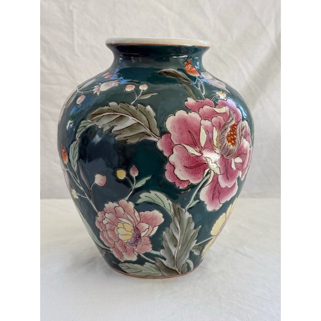 Chinoiserie Hand Painted Enameled Chinese Vase For Sale - Image 3 of 11
