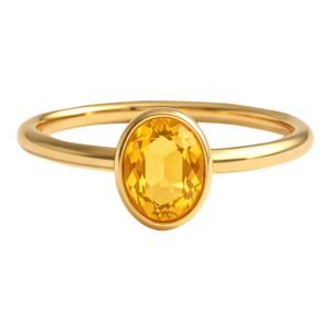 Citrine Oval Cut Gemstone Ring | Dainty Simple Stacking November Birthstone Ring, Size 7