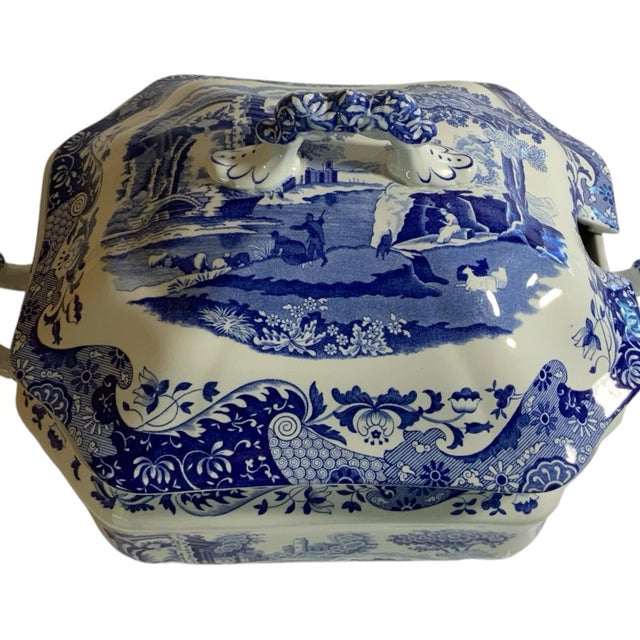 Italian Vintage Authentic Spode Blue Italian Large Soup Tureen W/Lid England c.2000-2009 For Sale - Image 3 of 9