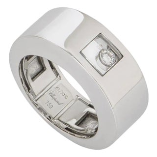 Chopard Happy Diamond 18K White Gold Floating Diamond Ring, Estate For Sale